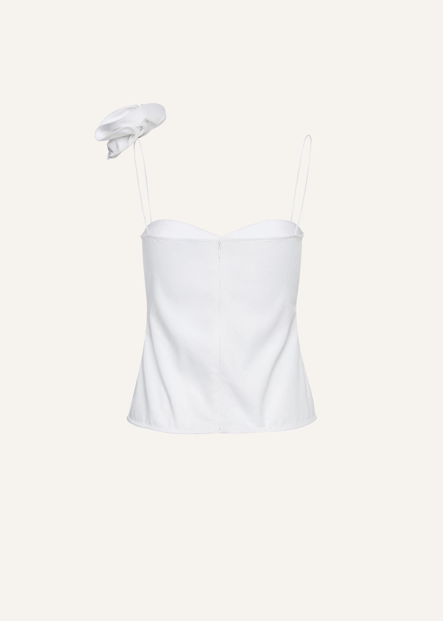 Flower appliqué silk tank in white Product Image