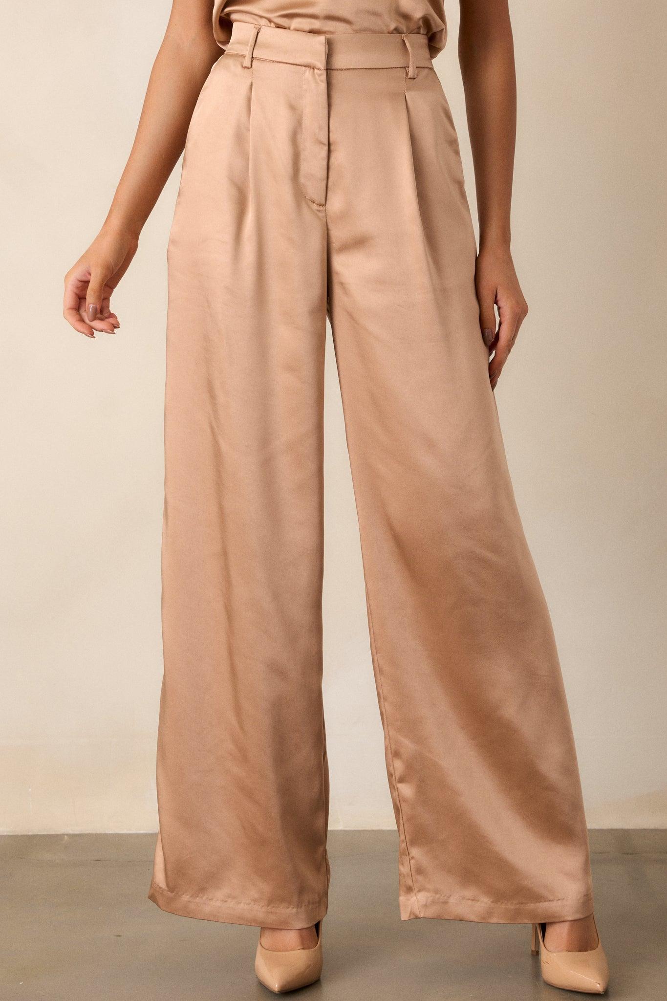 Changed My Mind Light Copper Satin Trousers Product Image