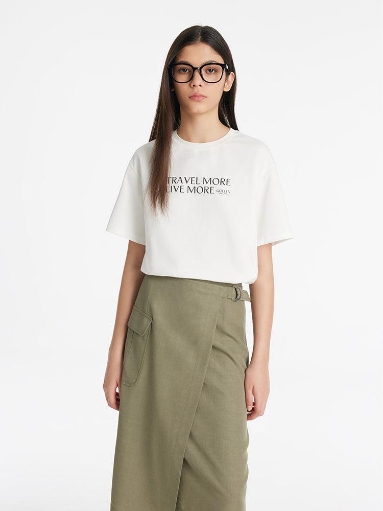 Pure Cotton Chic Letter Print Women T-Shirt Product Image