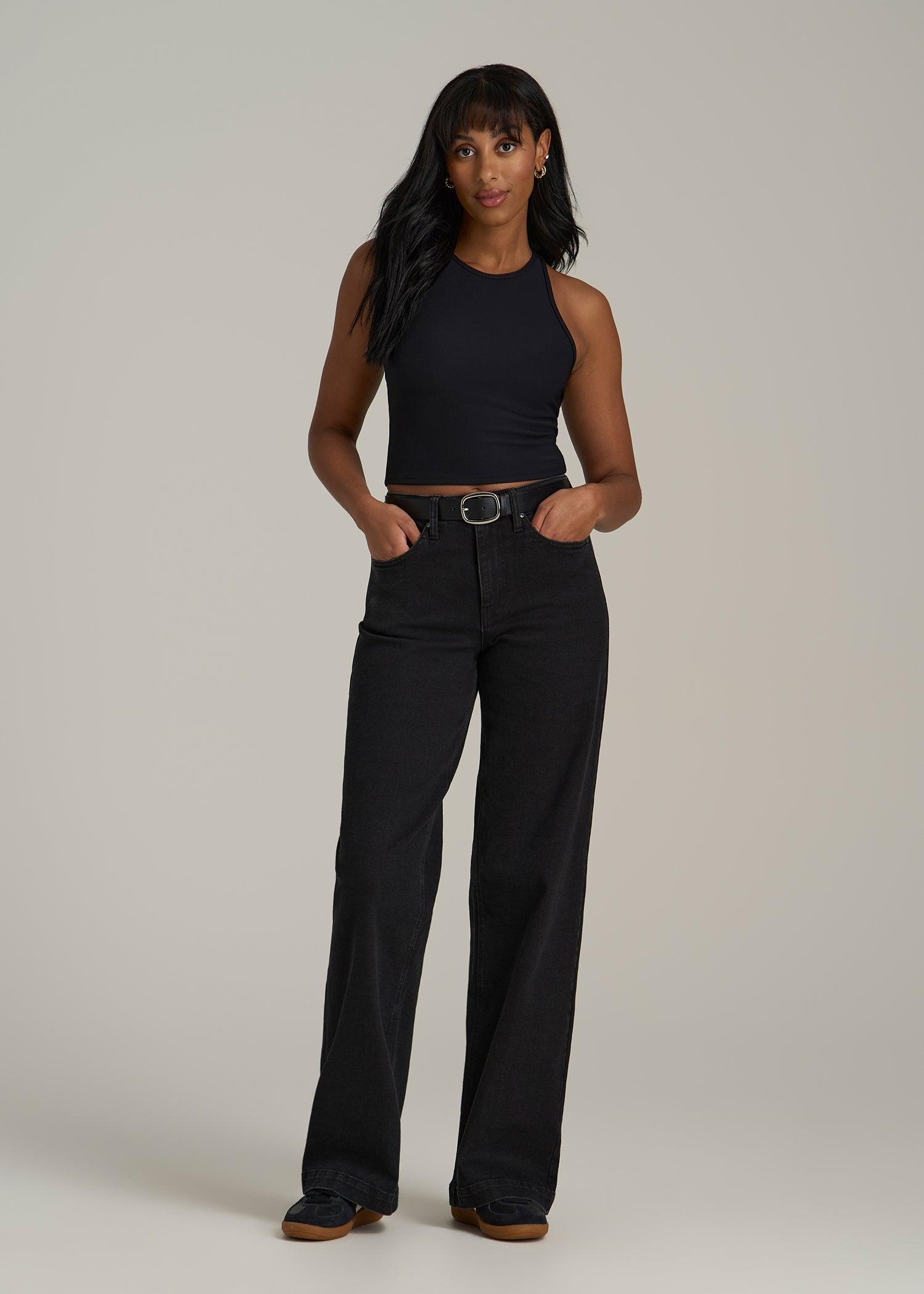 Luna High-Rise Wide-Leg Jeans for Tall Women in Onyx Black Wash Female Product Image