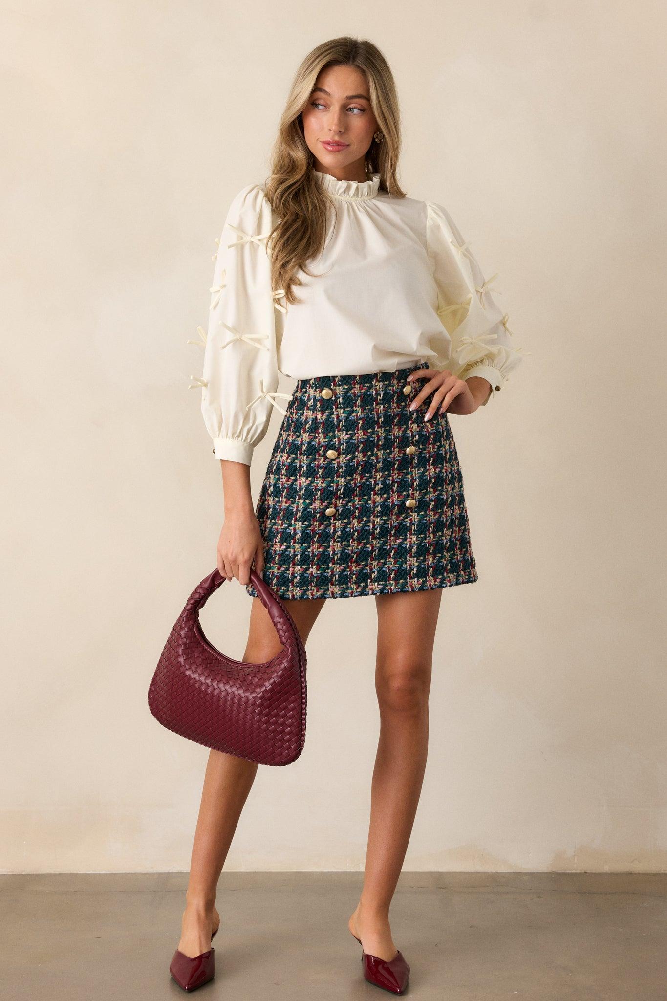 Drifting Currents Ivory Bow Blouse Product Image