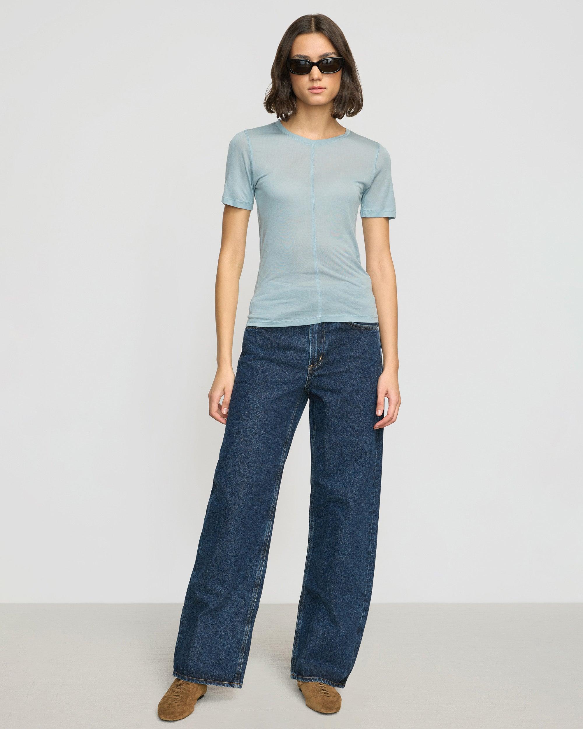 Thea Semi-Sheer Tencel Crew-Neck Tee Product Image