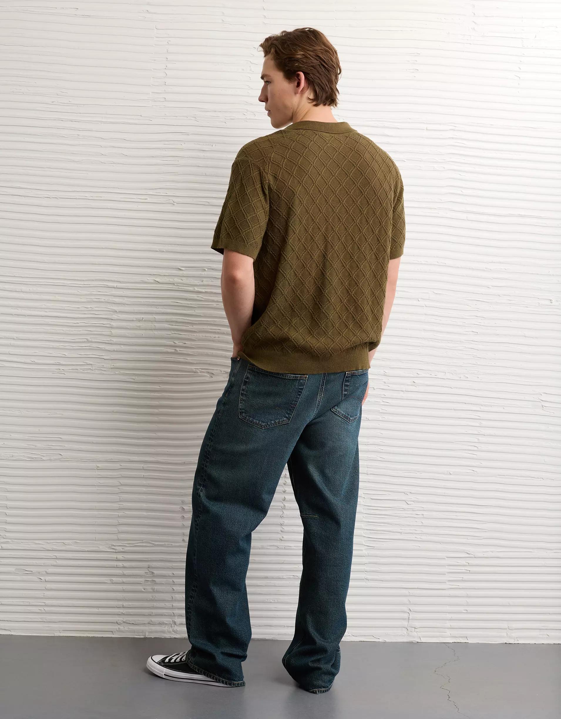 AE Weekend Cable Knit Sweater Polo Shirt Product Image