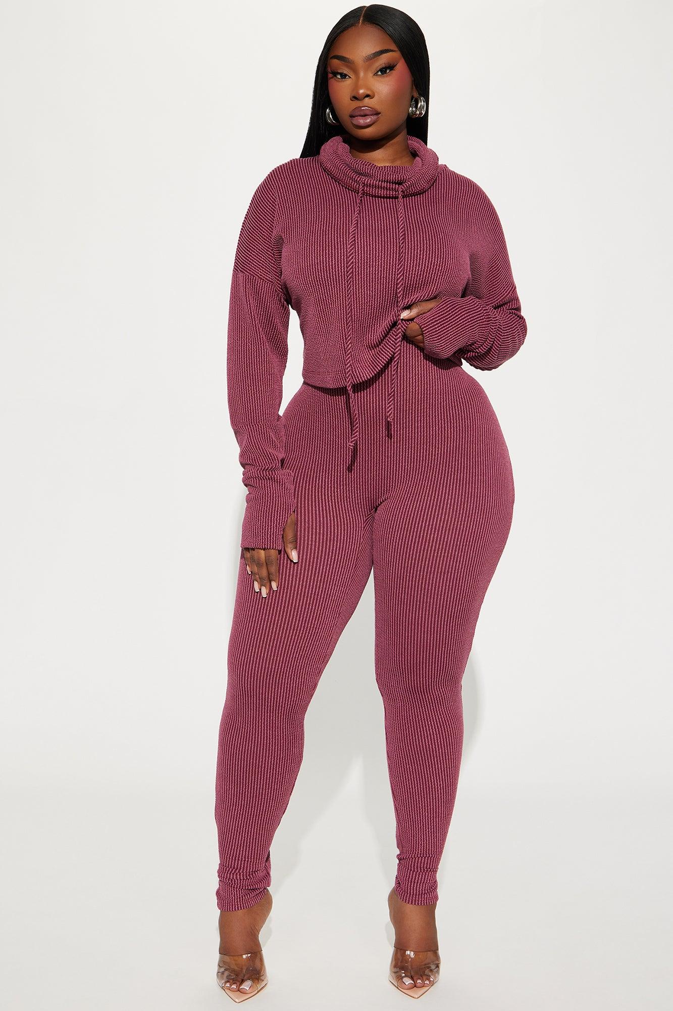 Thinking It Over 2 Piece Jumpsuit Set - Wine Product Image