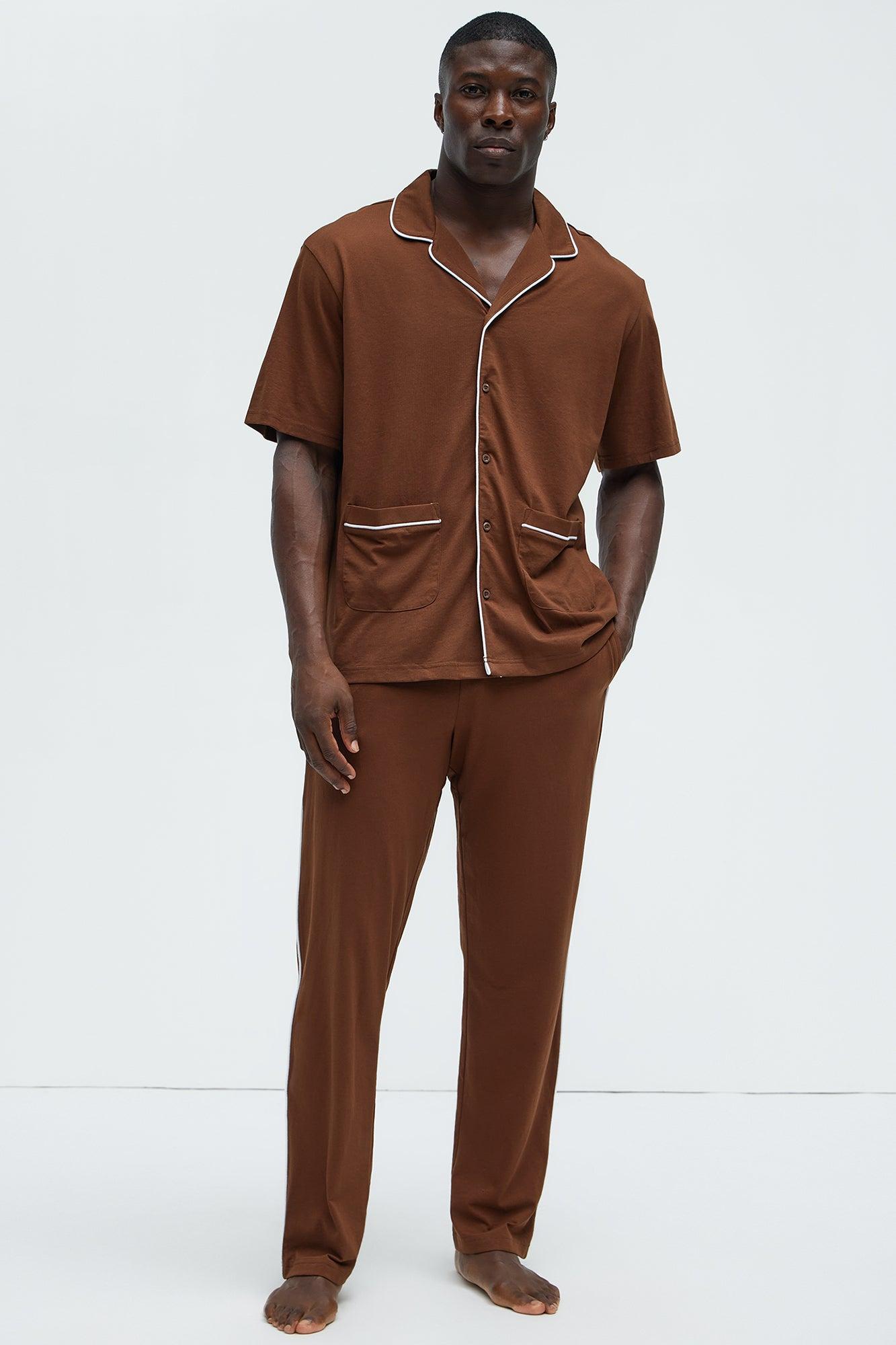 Modern Relaxed Pajama Short Sleeve - Brown Product Image