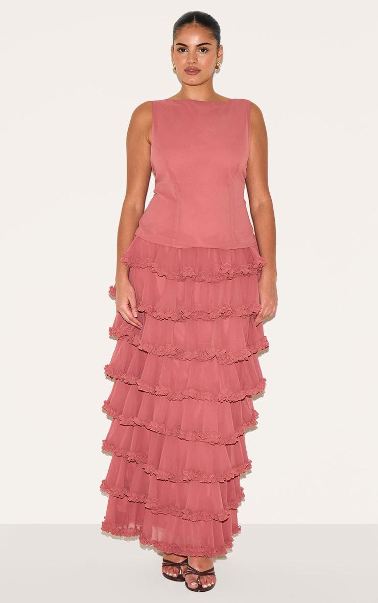 Plus Blush Rose Chiffon Boat Neck Top Product Image