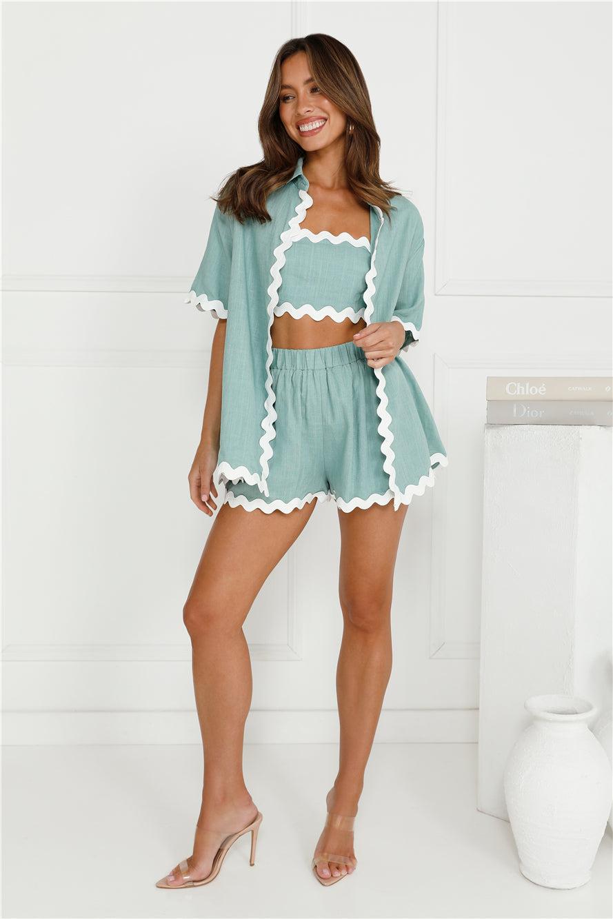 Gorgeous Ivy Linen Blend Shorts Sage Product Image