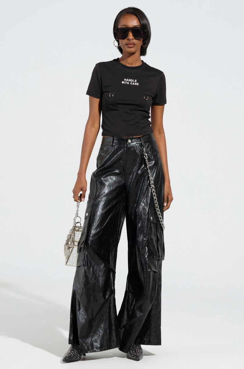 SOPHIE FAUX LEATHER TROUSER Product Image
