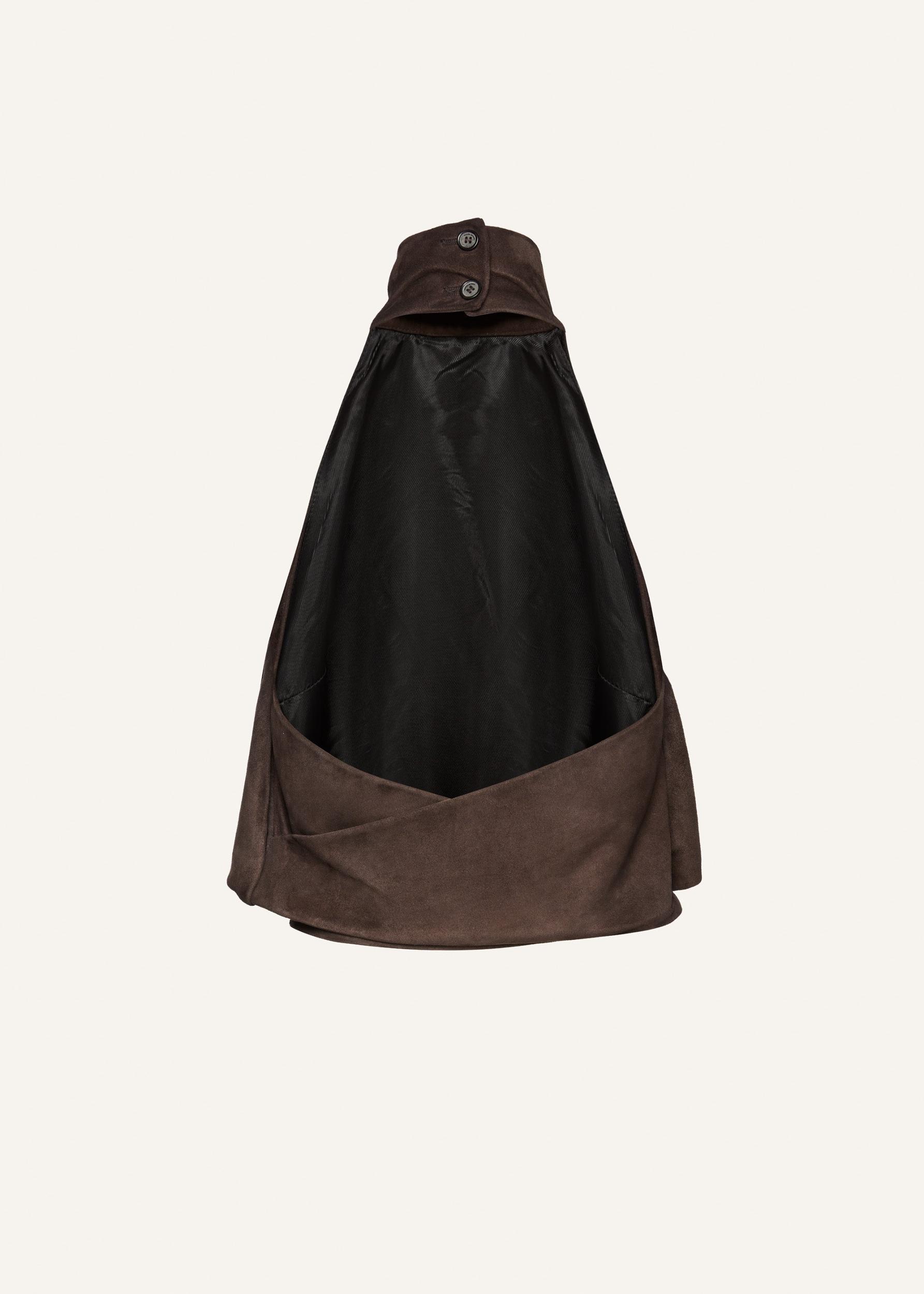 Halter-neck top in brown suede Product Image
