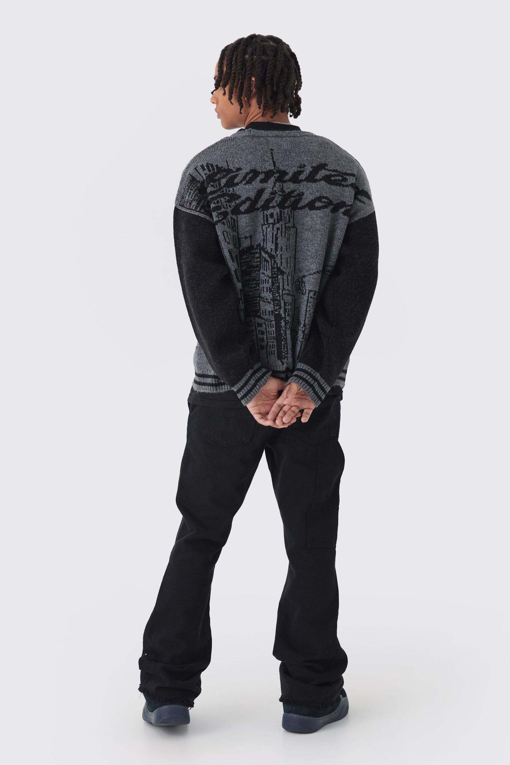 Relaxed Flared Carpenter Paint Splatter Pants | boohooMAN USA Product Image