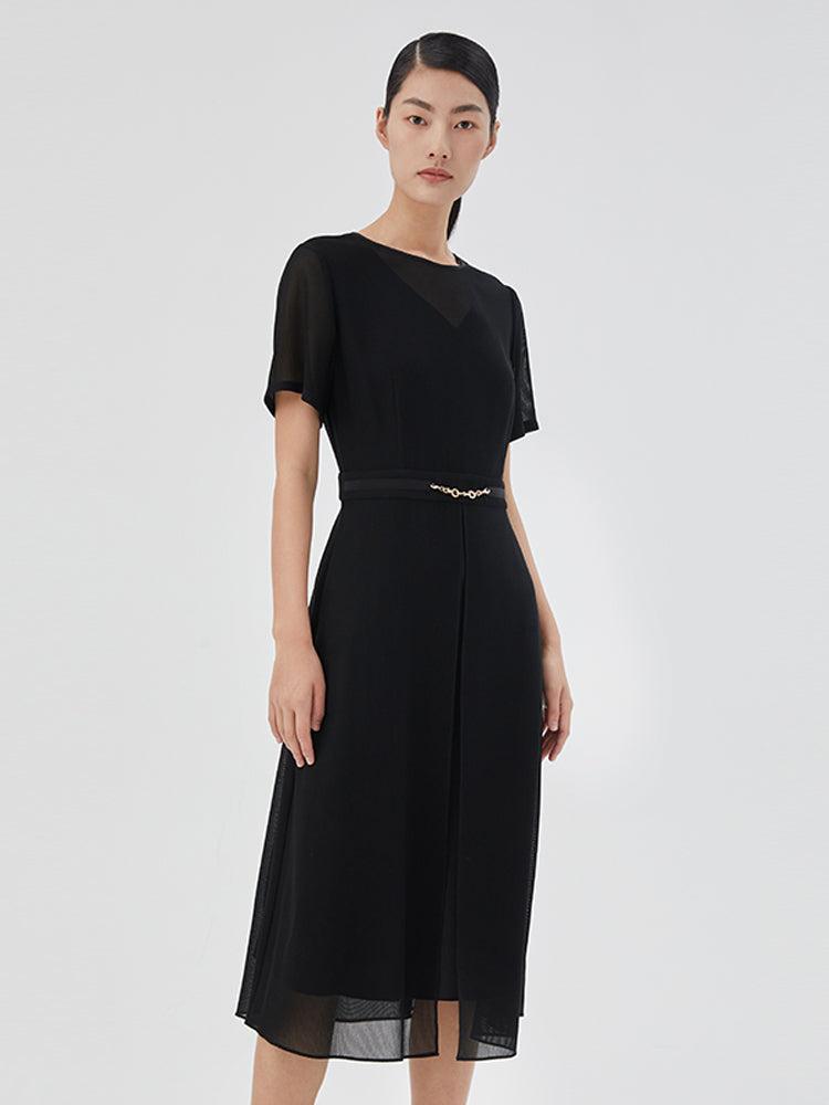 Triacetate And Silk Mesh Women Midi Dress Product Image