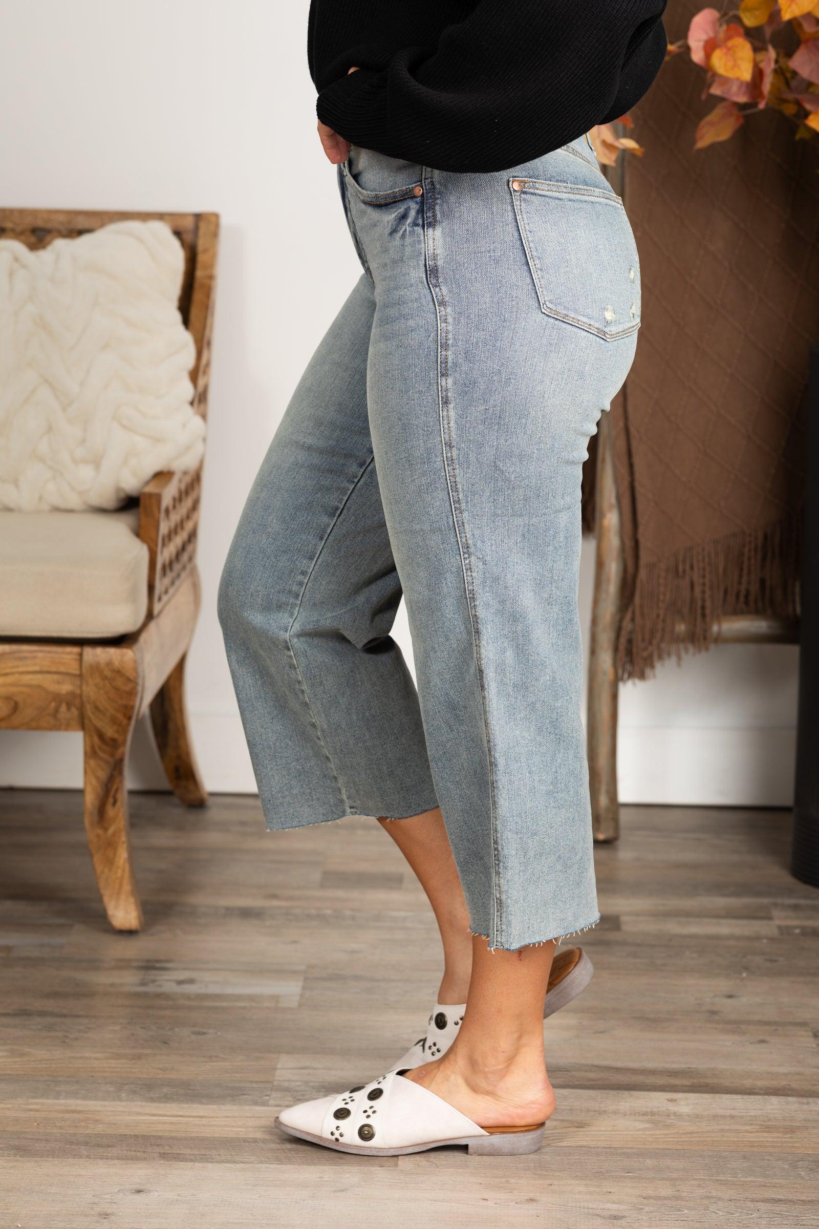 Judy Blue Tummy Control Crop Wide Leg Jean Product Image