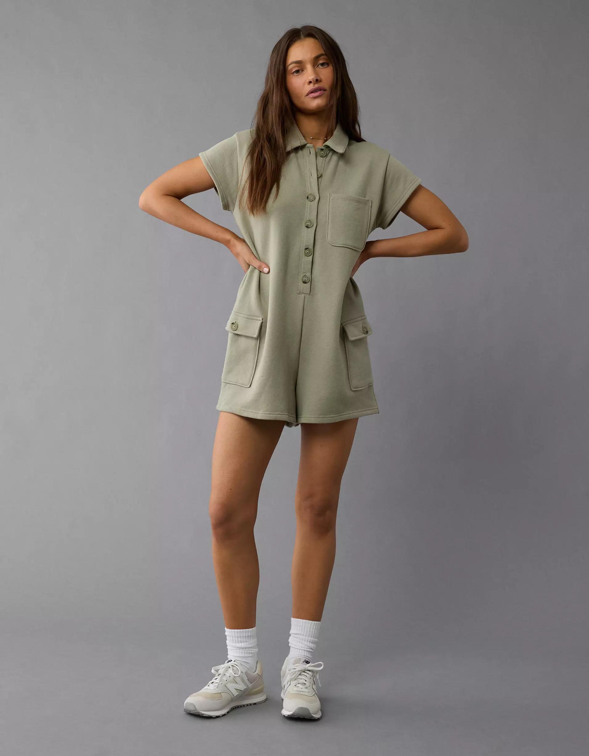 AE Button-Up Cargo Romper Product Image