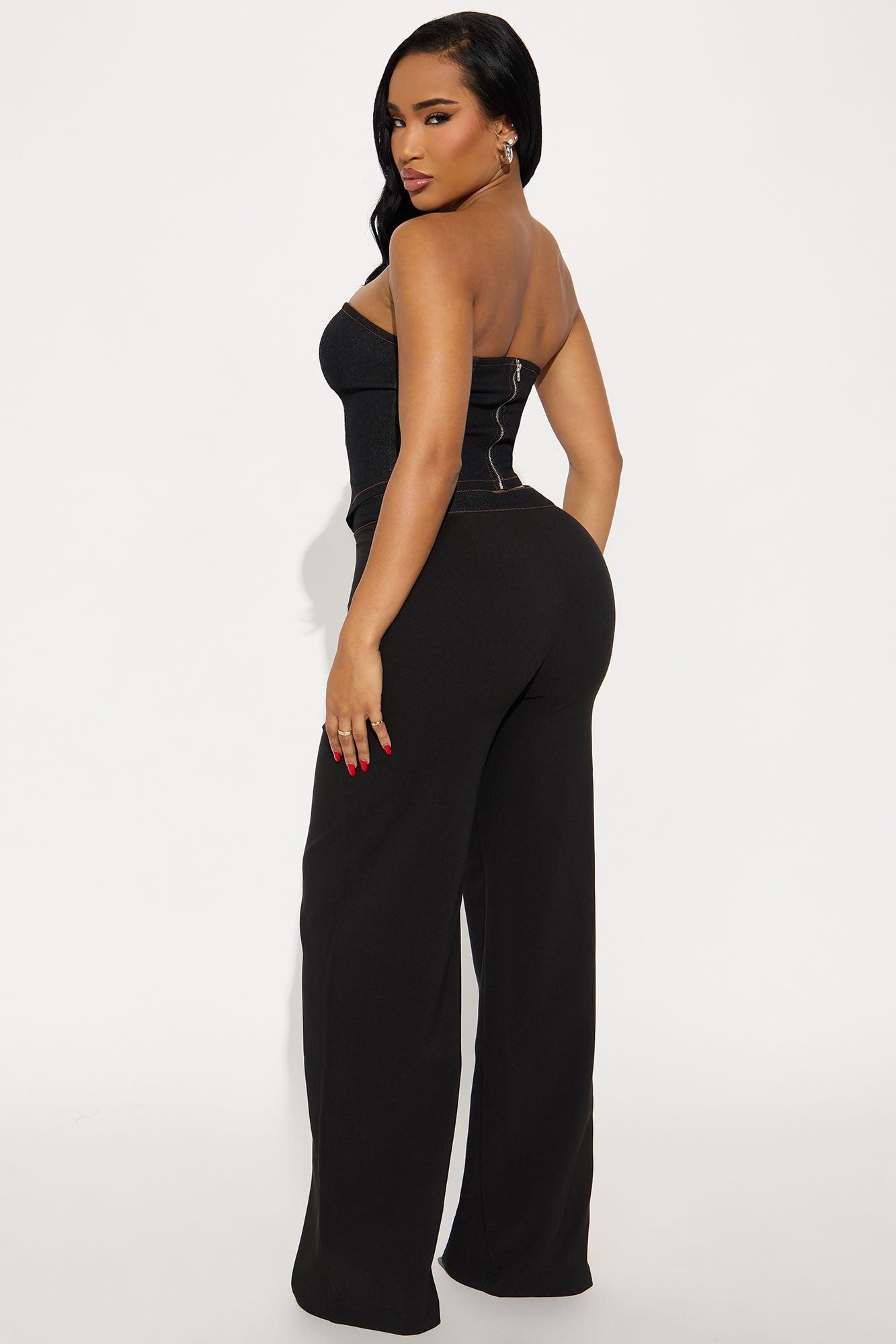Leah Strapless Wide Leg Pant Set - Black Female Product Image