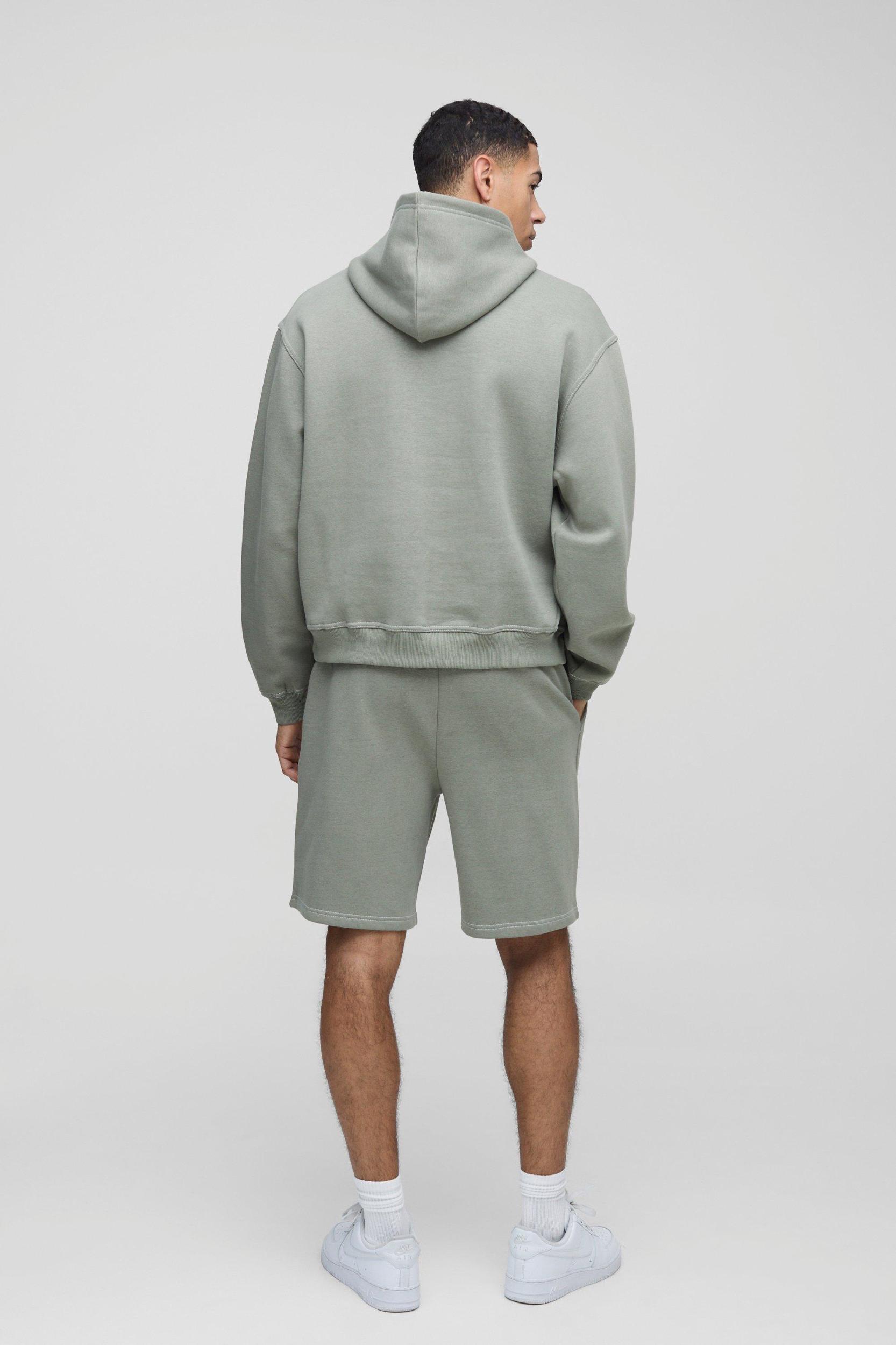 Oversized Boxy Man Colour Block Short Hooded Tracksuit | boohooMAN USA Product Image