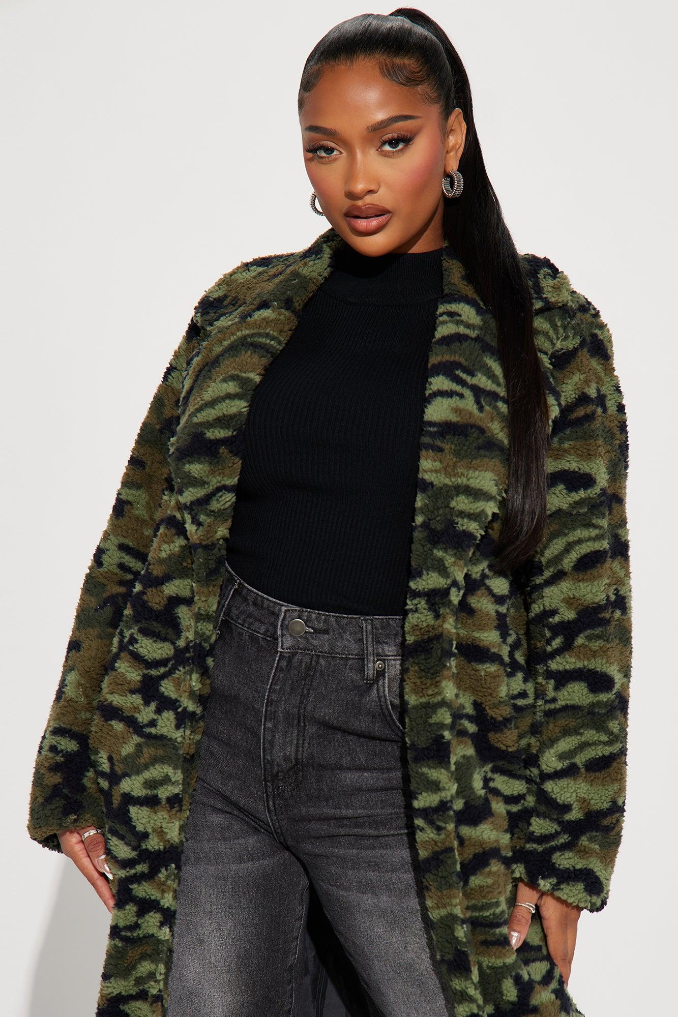 Camilla Sherpa Trench Coat - Olive/combo Female Product Image