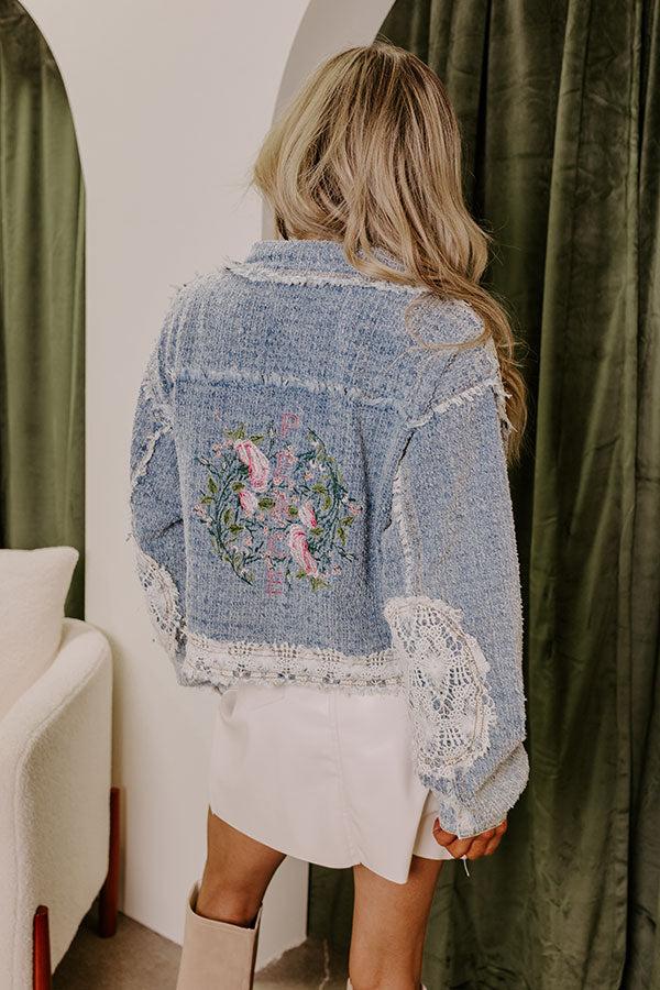 Boho Lifestyle Embroidered Jacket in Medium Wash Product Image