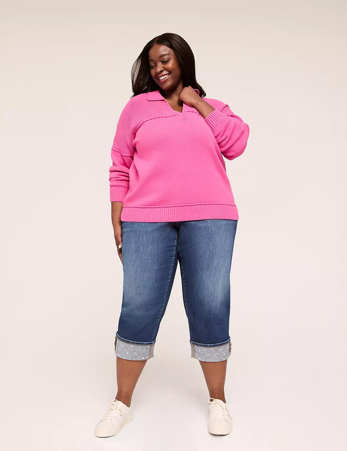 Boyfriend Fit Capri Jean With Embellished Cuff Product Image