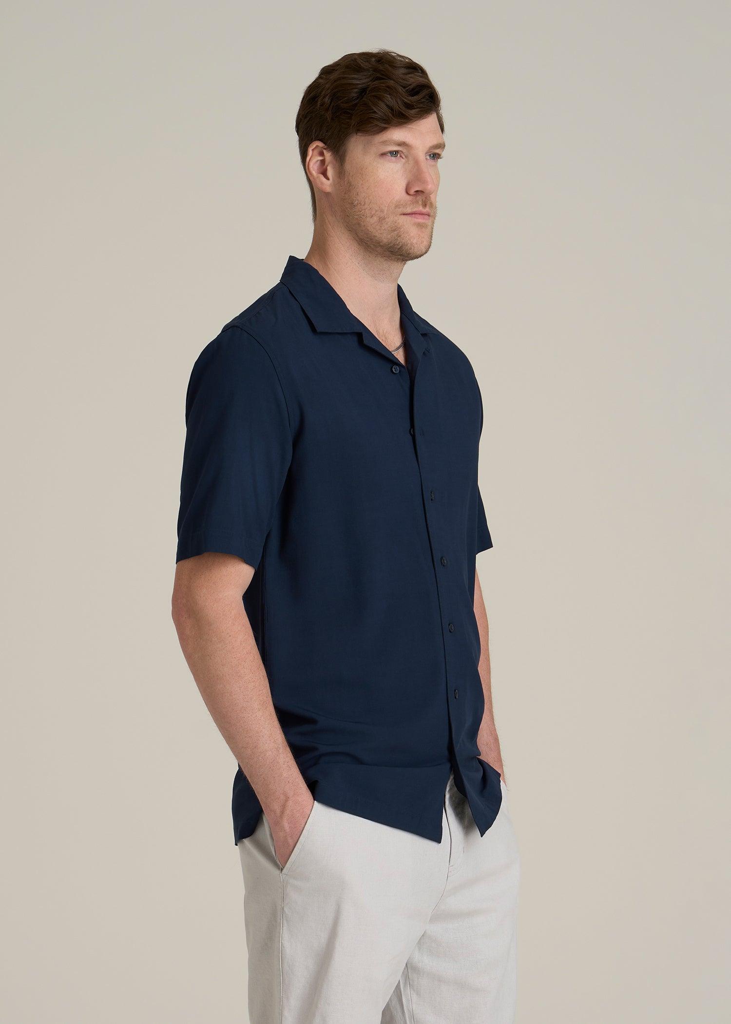 Short Sleeve Resort Shirt for Tall Men in Navy Male Product Image