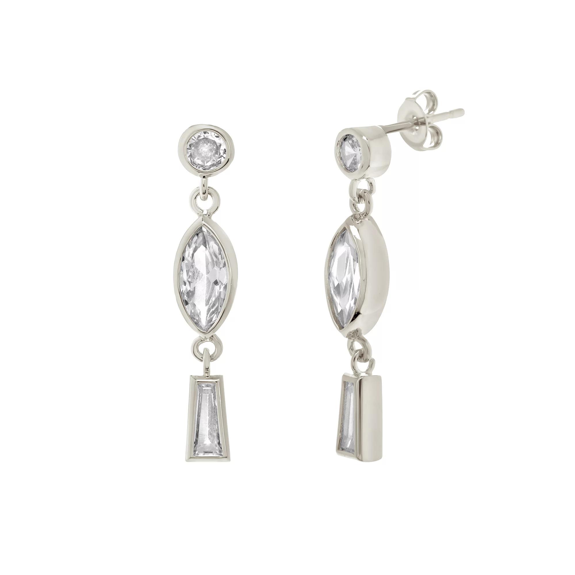 MC Collective Cubic Zirconia Drop Stud Earrings, Women's, Silver Tone Product Image