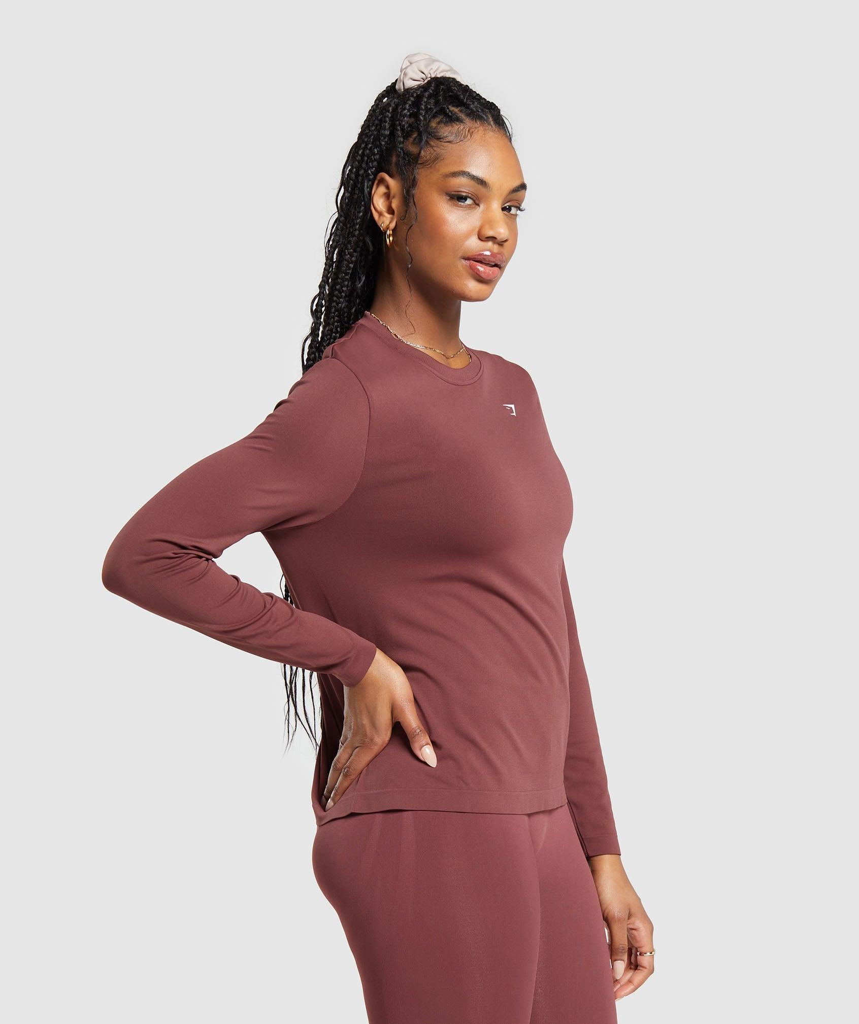 Gymshark Everyday Seamless Long Sleeve Top - Burgundy Brown Female Product Image