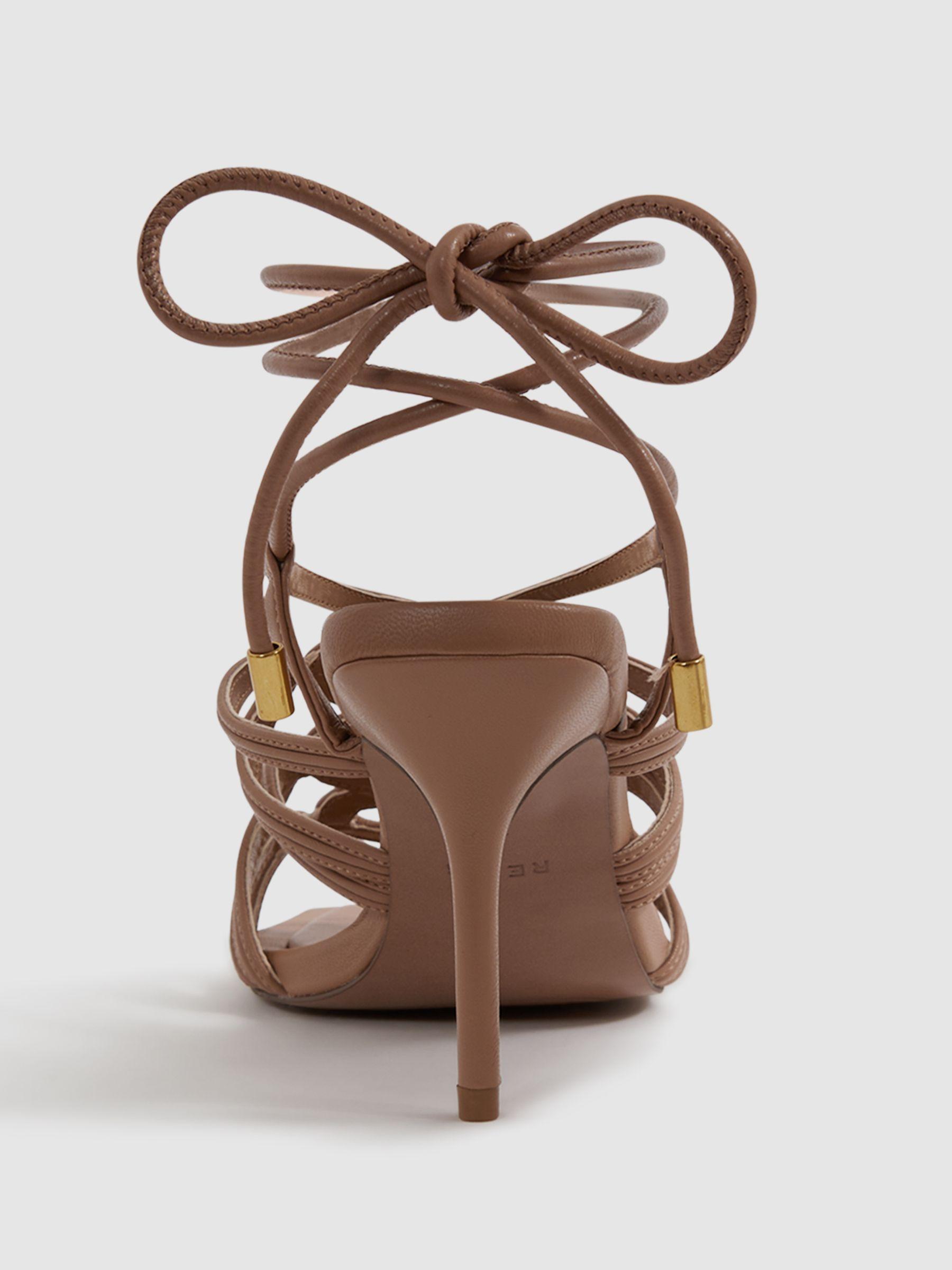 Strappy Open Toe Heeled Sandals in Nude Product Image