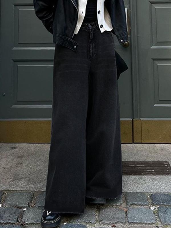 Vintage Black Wash Wide Leg Flare Boyfriend Jeans Product Image