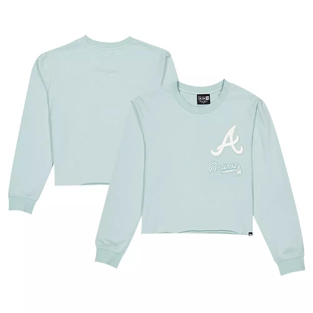 Women's New Era Mint Atlanta Braves Breeze Logo Select Cropped Long Sleeve T-Shirt,  Product Image