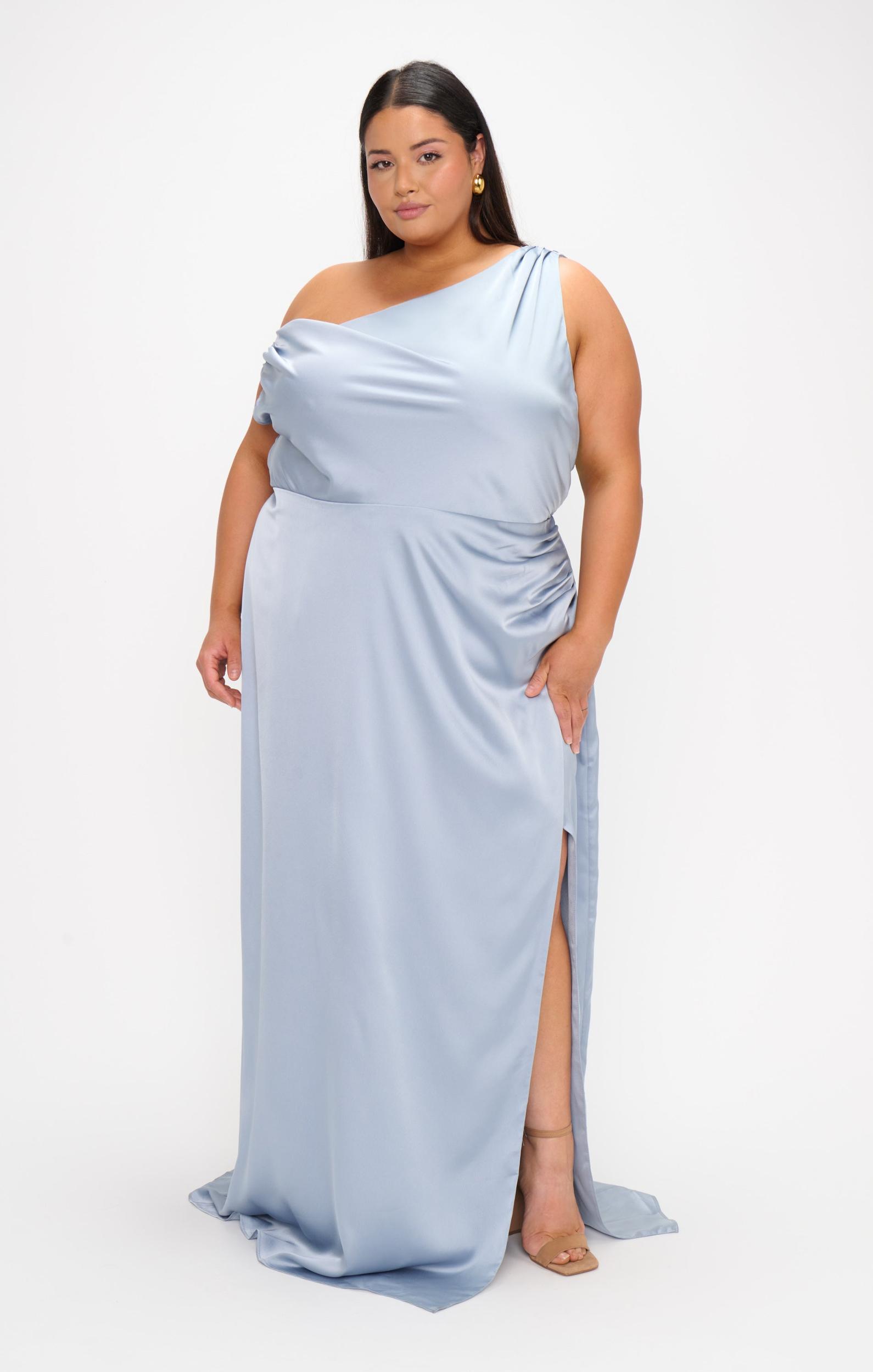 Jodie Dress ~ Steel Blue Luxe Satin Product Image