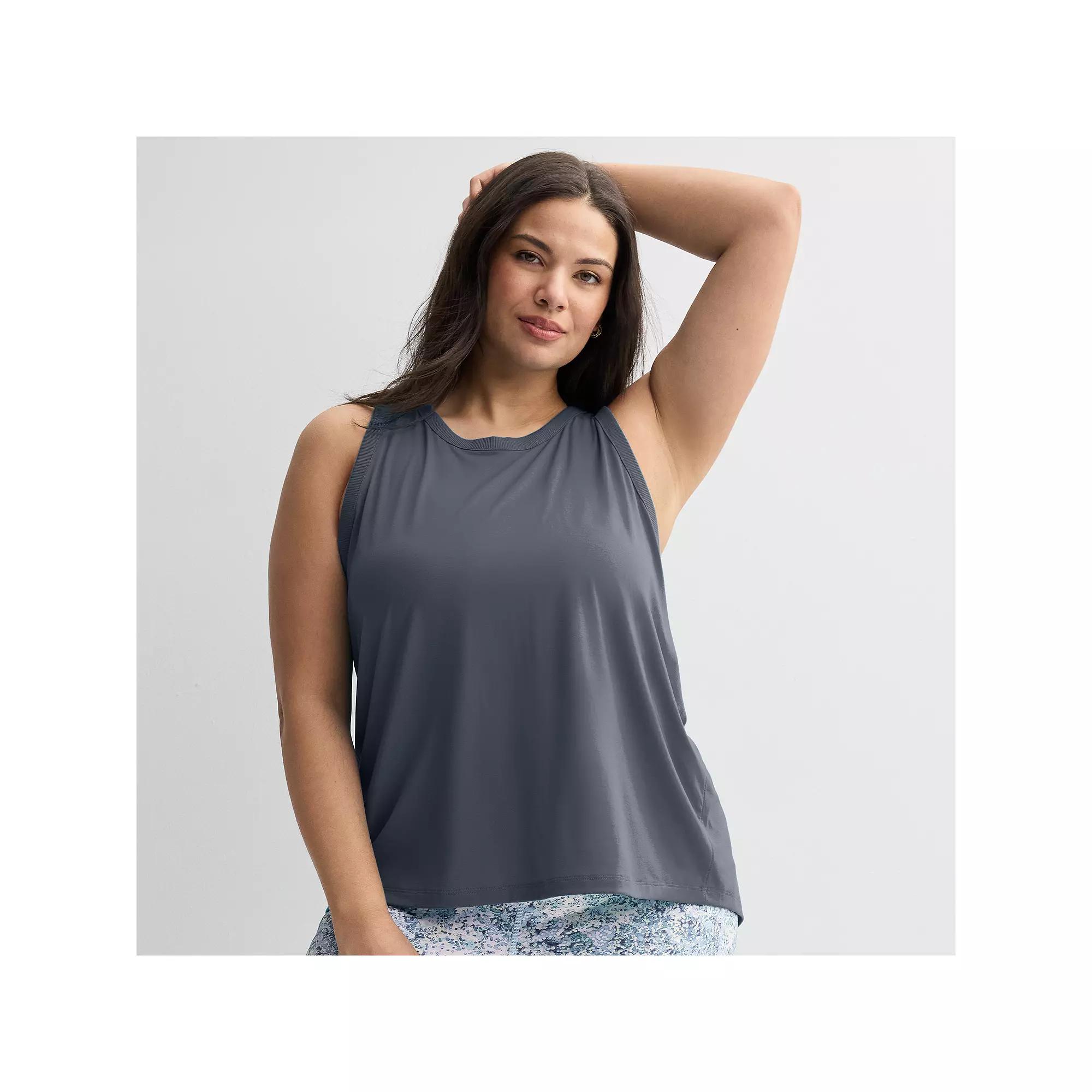 Plus Size Tek Gear® Pleat Easy Tank Top, Women's, Size: 3XL, Heritage Gray Product Image