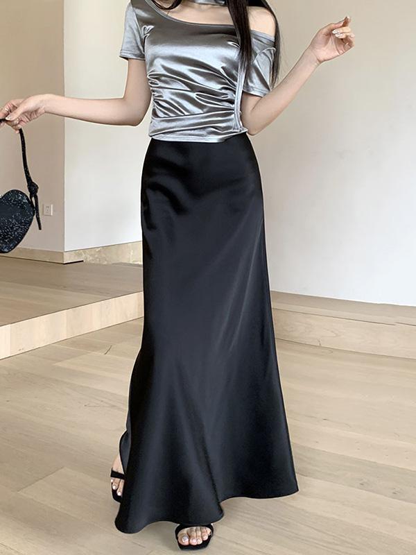Mermaid Elasticity Solid Color Skirts Bottoms Product Image