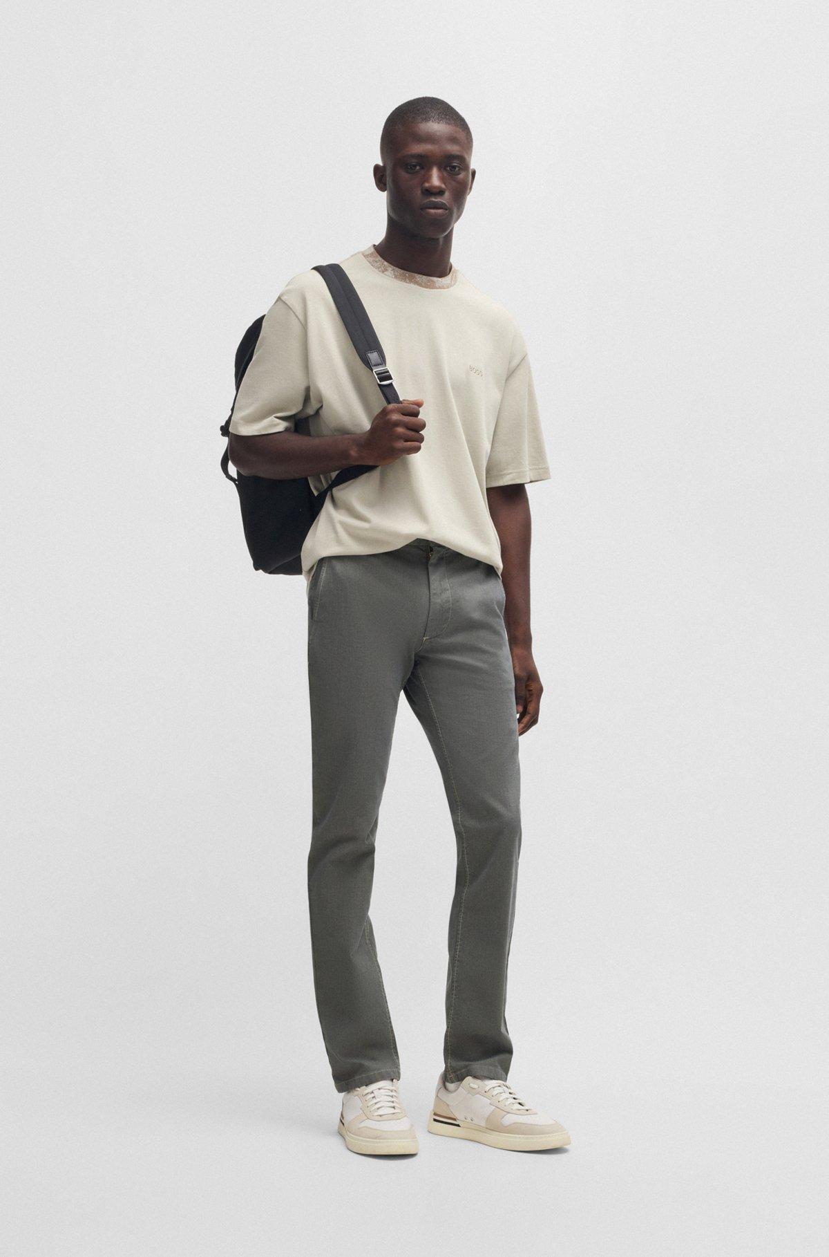 Slim-fit chinos in structured comfort-stretch cotton Product Image