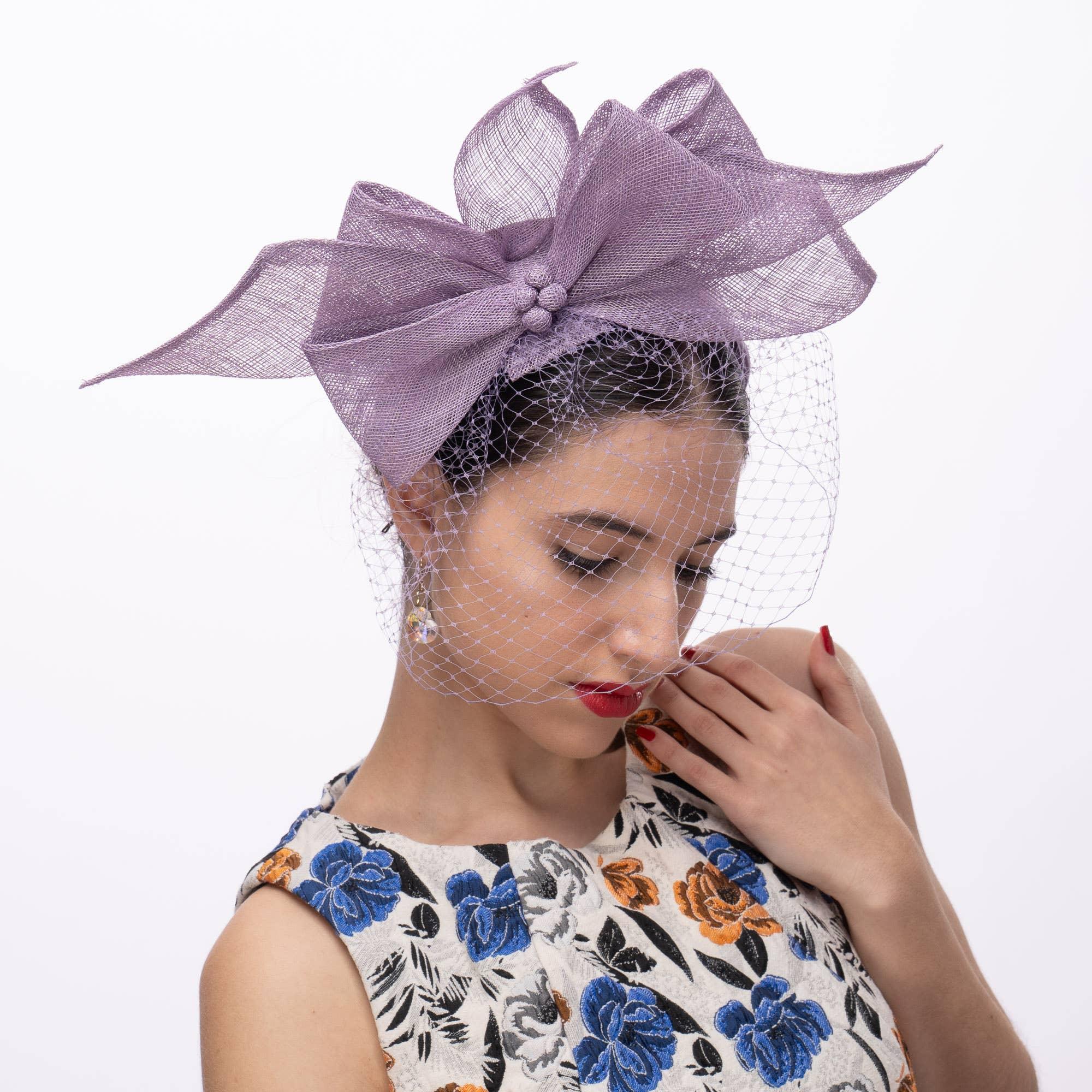 Large Sinamay Bow And French Veil Fascinator Product Image