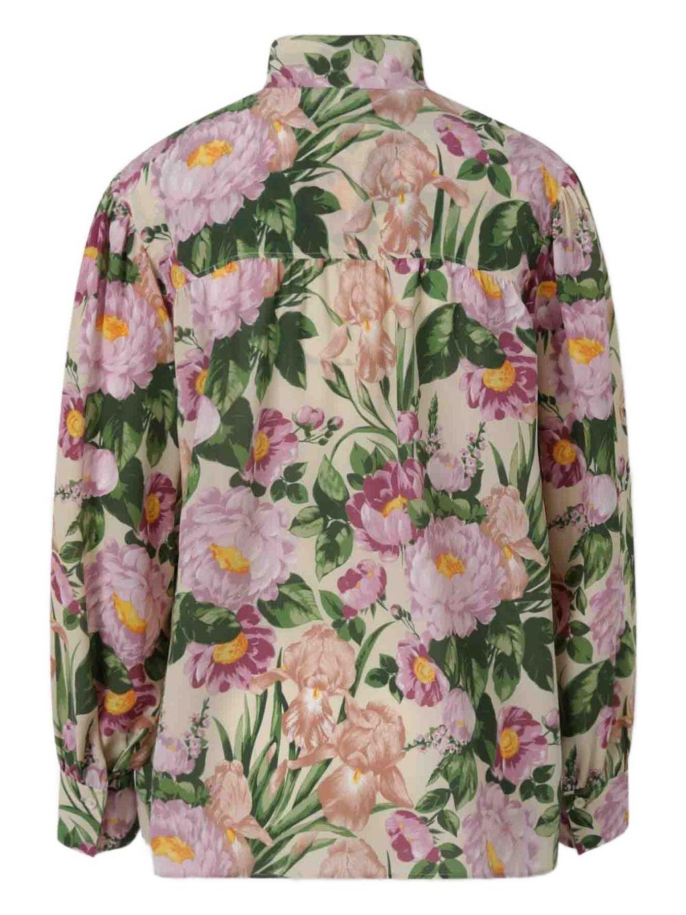 floral-print tie-neck blouse Product Image