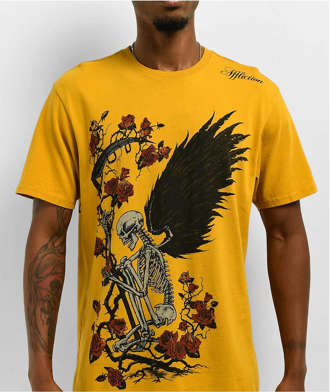Affliction Winged Reaper Mustard Lava T-Shirt Product Image