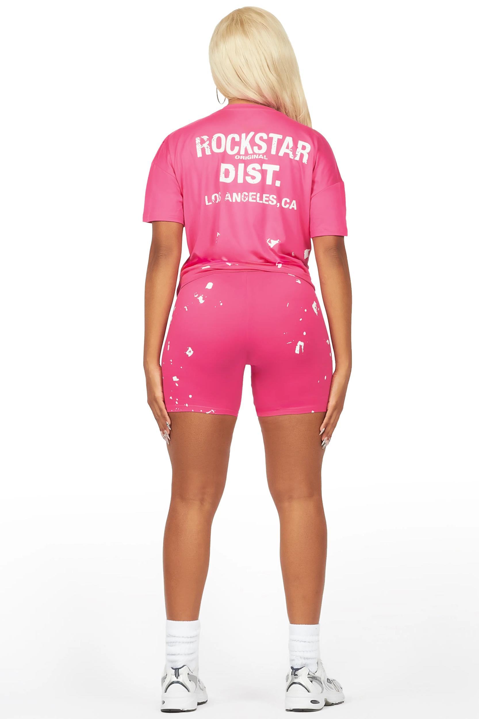 Living For It Fuchsia Bike Short Set Female Product Image