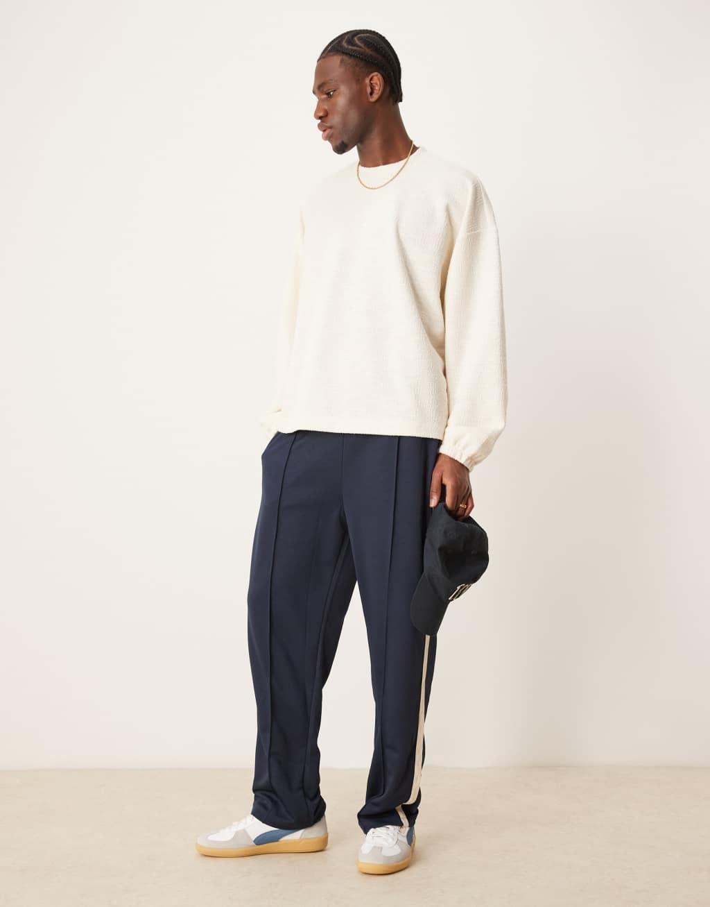 ASOS DESIGN extreme oversized long sleeve t-shirt in neppe texture in off white Product Image