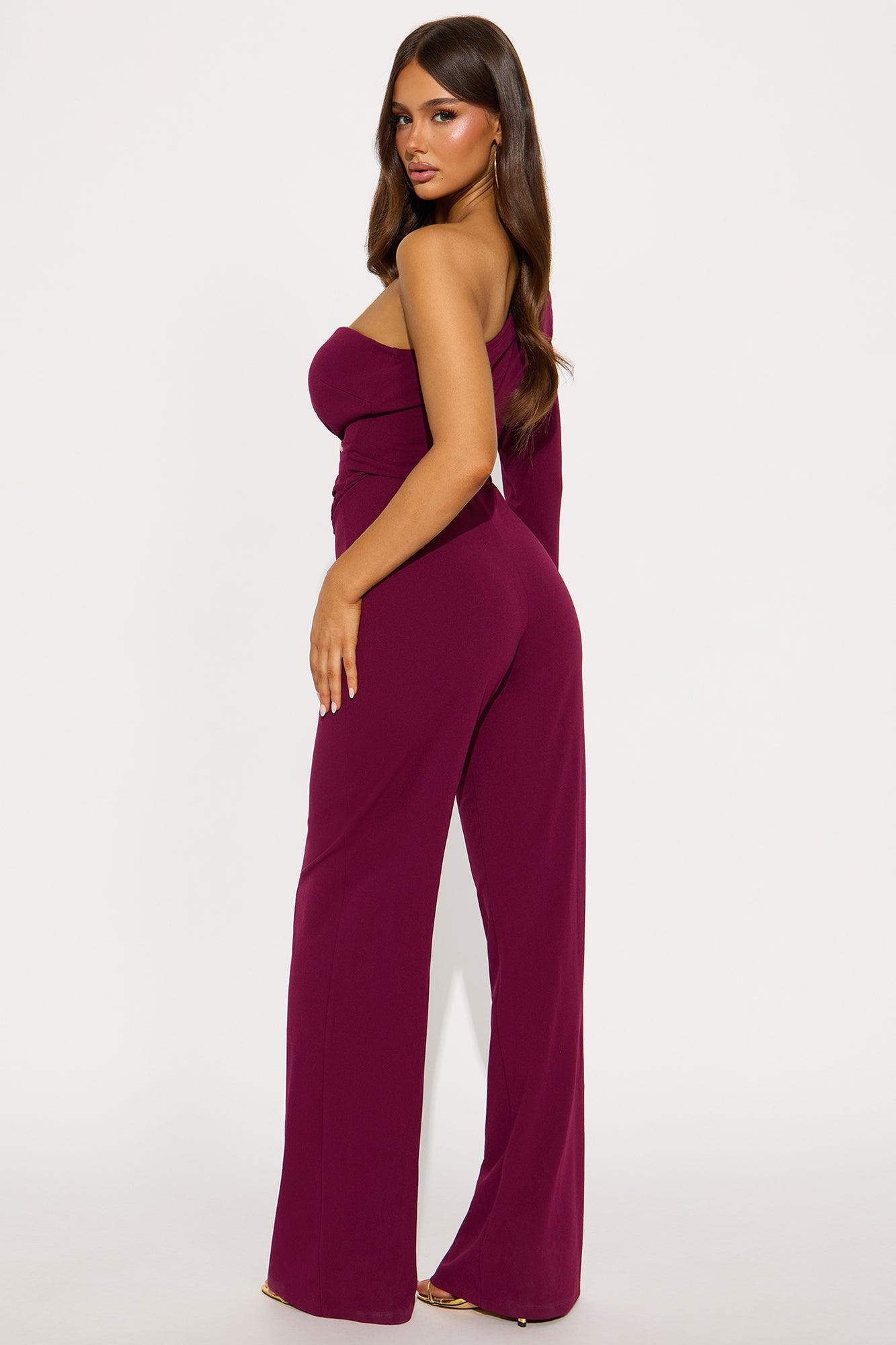 Selena One Shoulder Jumpsuit - Plum Female Product Image