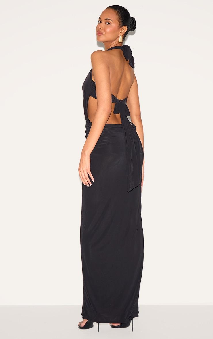 Black Slinky Extreme Plunge Maxi Dress Product Image