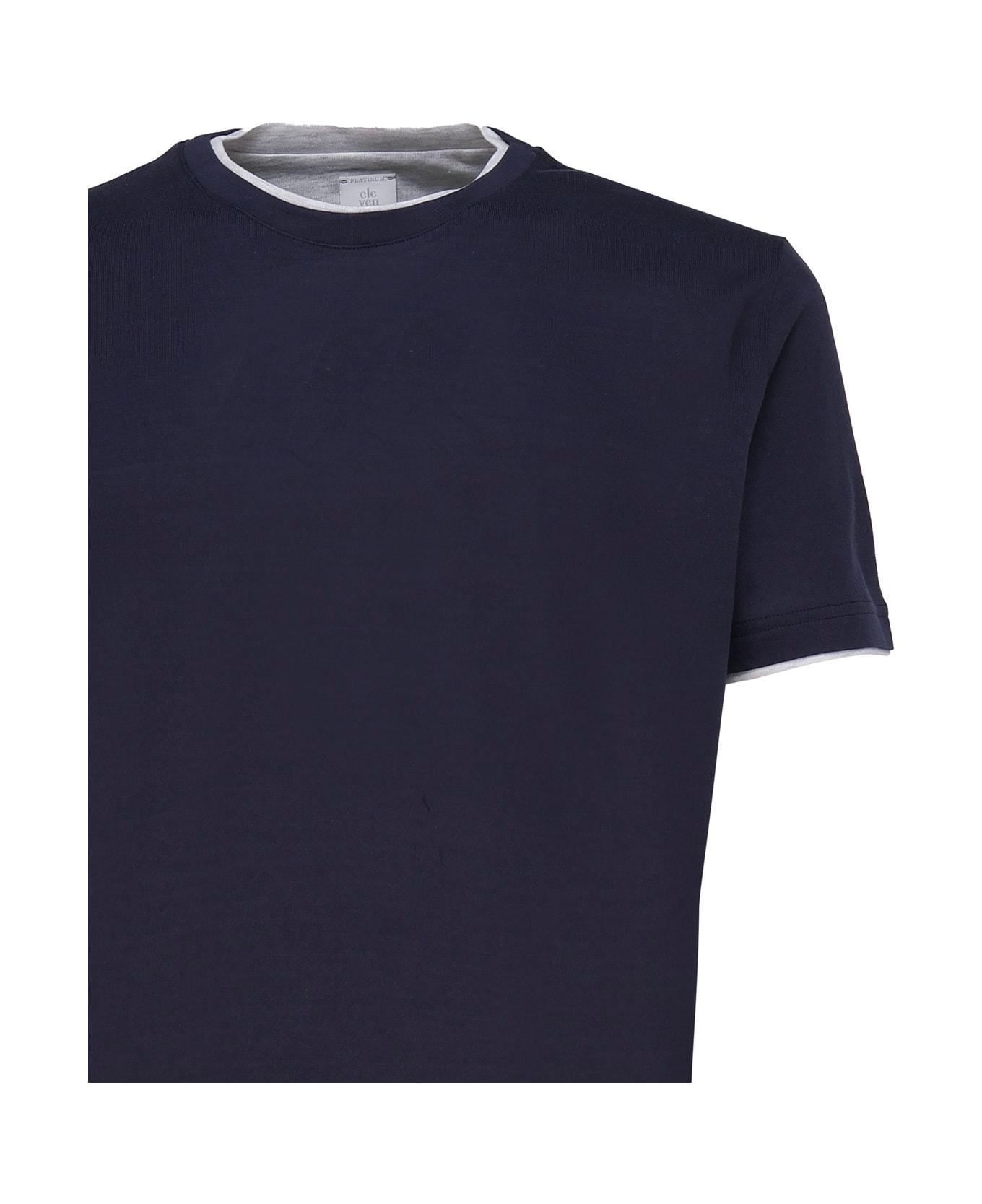 ELEVENTY Navy Blue Cotton Jersey Texture T-shirt Product Image