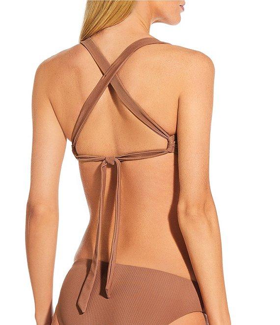 Gianni Bini Solid Ribbed Retro Hipster Swim Bottom Product Image