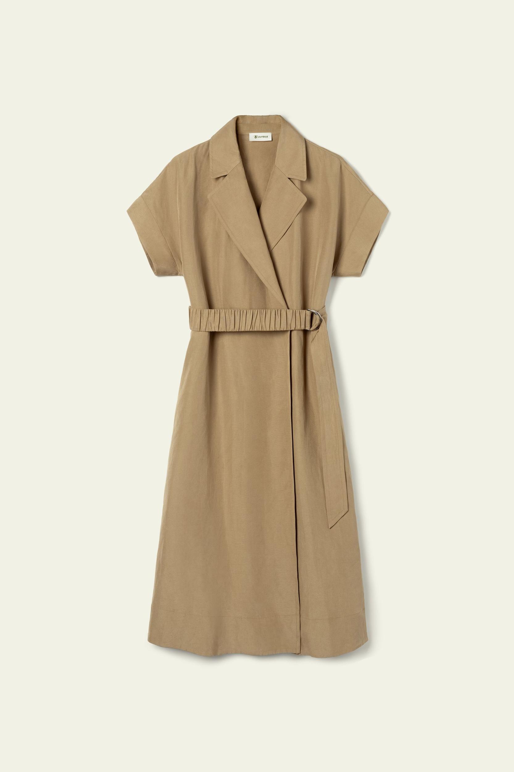 Short Sleeve Trenchcoat-Inspired Dress Product Image