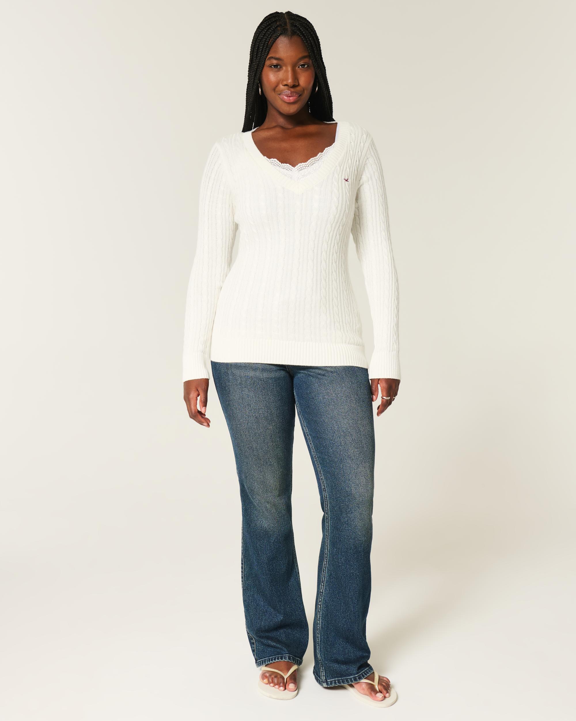 Cable-Knit Icon V-Neck Sweater Product Image