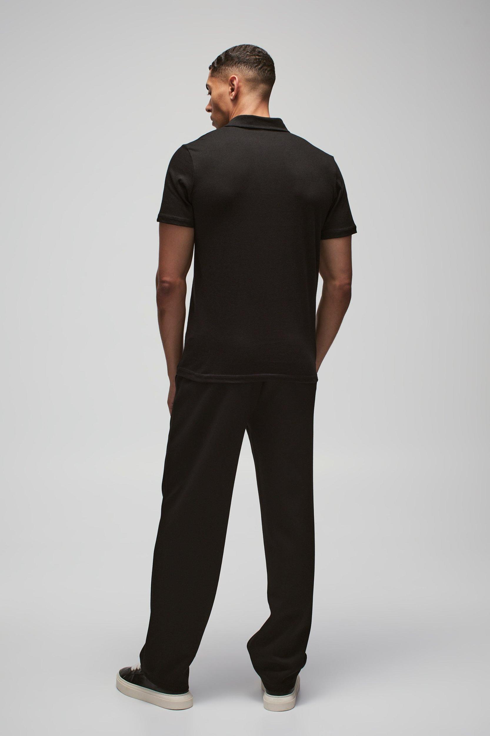 Slim Zip Neck Polo | boohooMAN USA Product Image