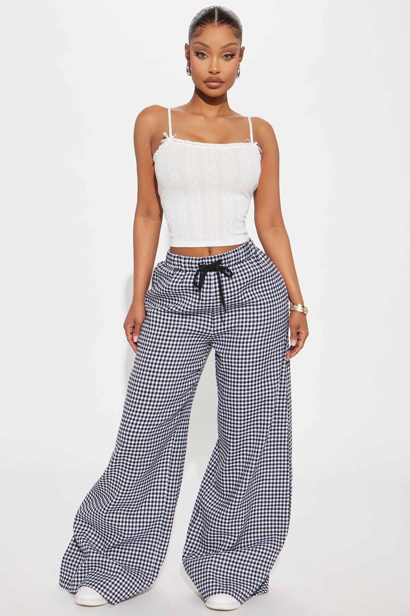 Free Spirit Gingham Wide Leg Pant - Black/White Product Image