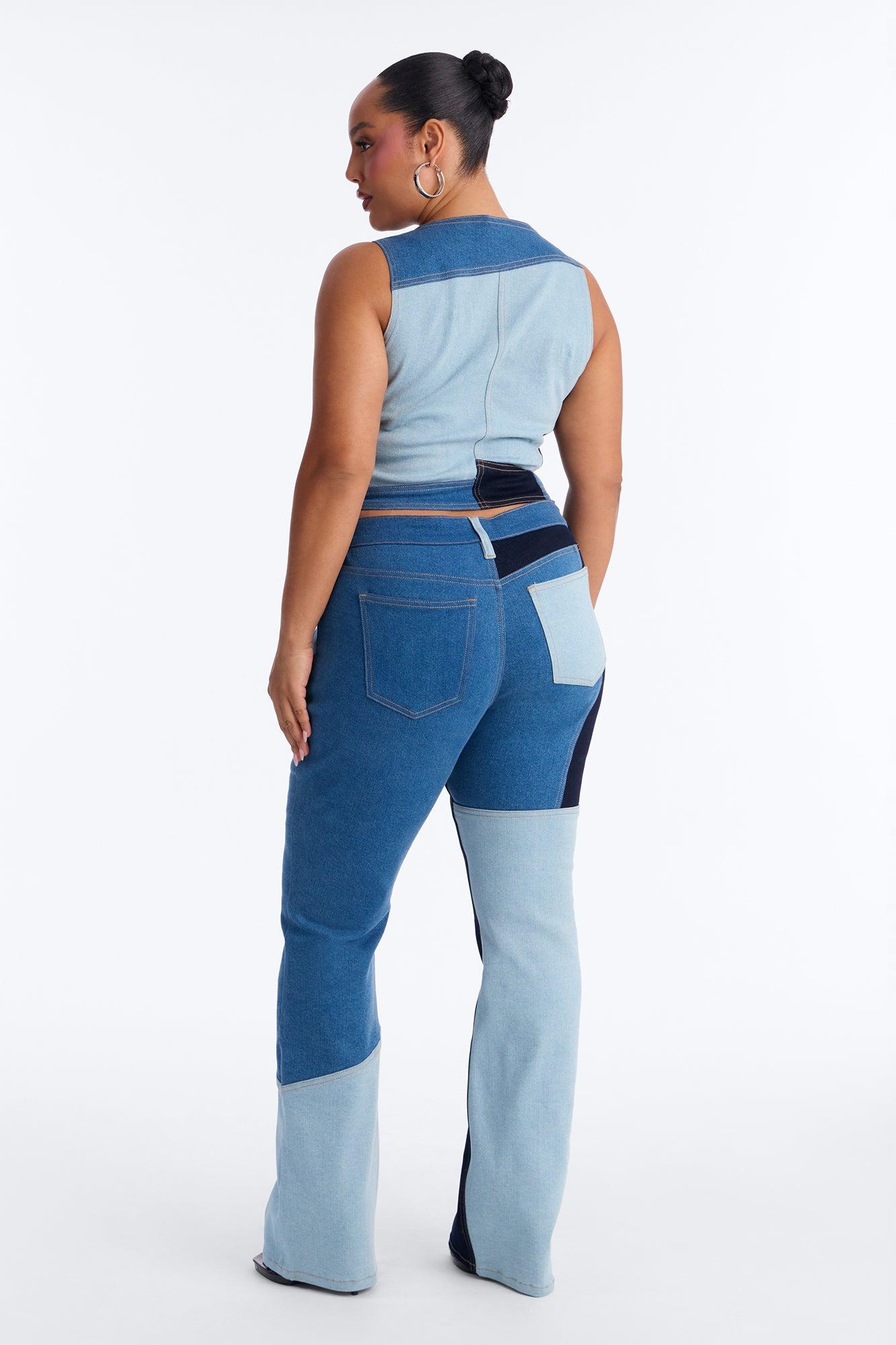 Denim Disruption Pant Set - Medium Wash Female Product Image