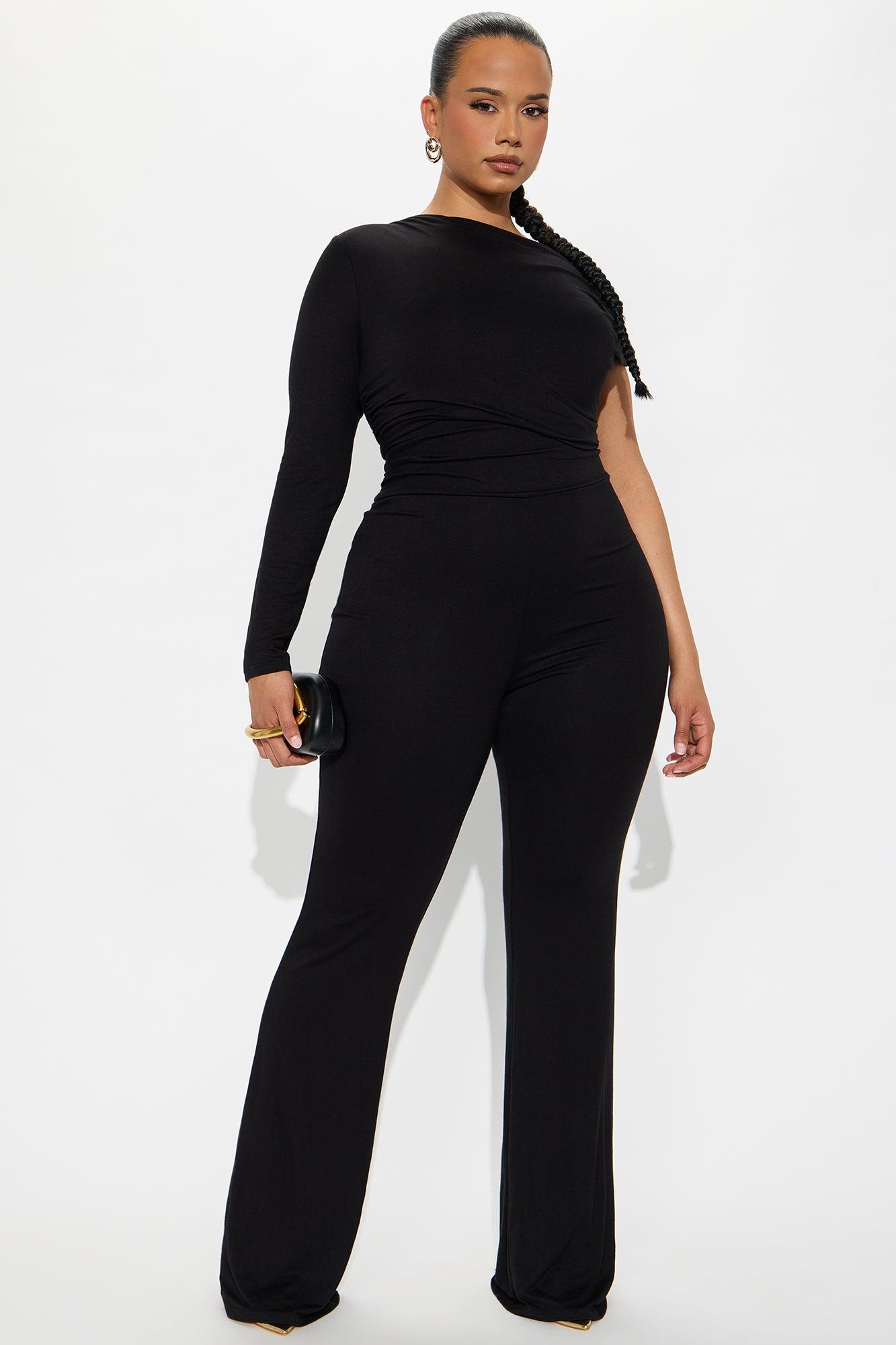 Riley Ruched One Shoulder Jumpsuit - Black Female Product Image