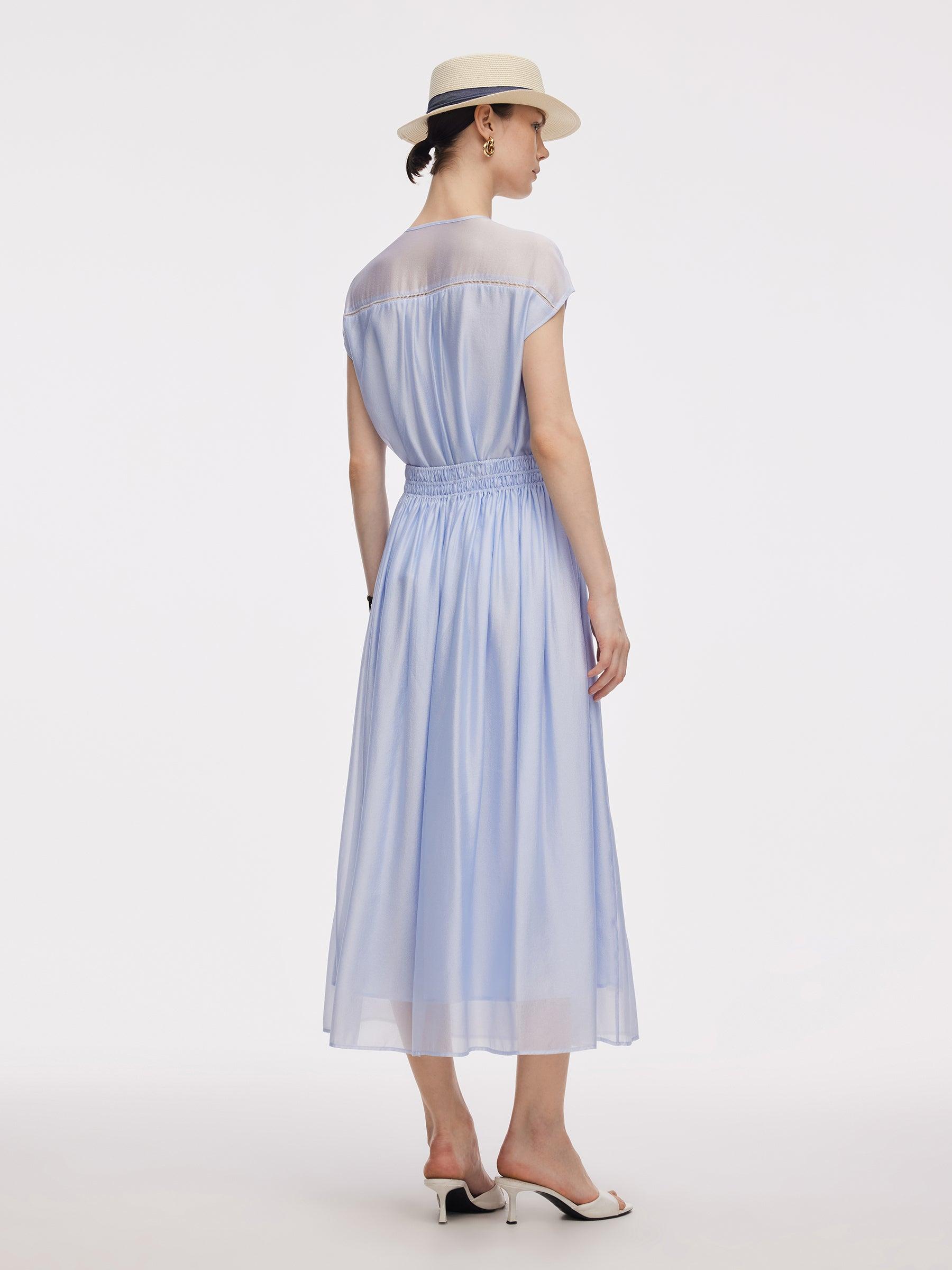 Loose Fit Cap Sleeve Top And A-Line Skirt Two-Piece Set Product Image