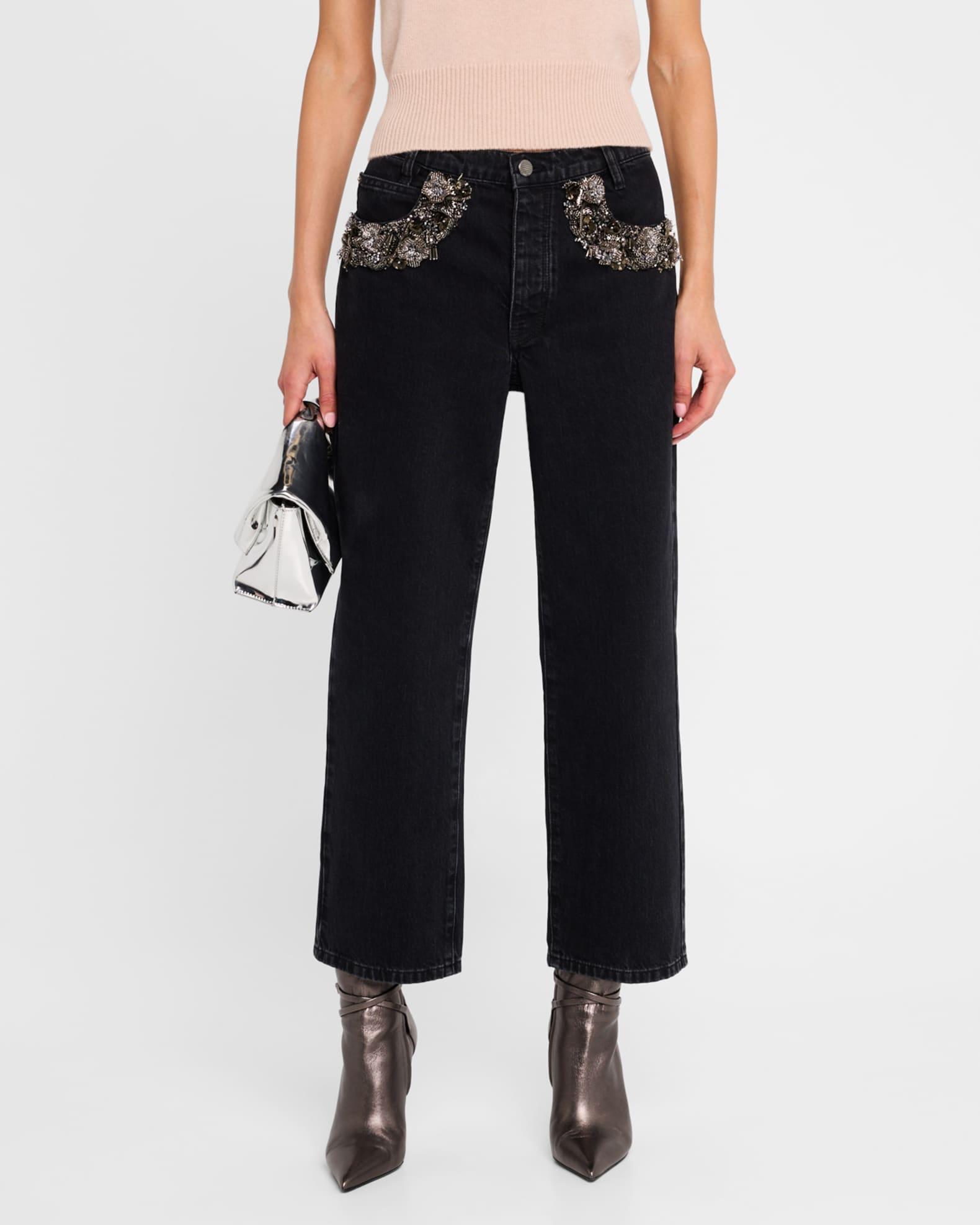The Beaded Straight Jeans Product Image