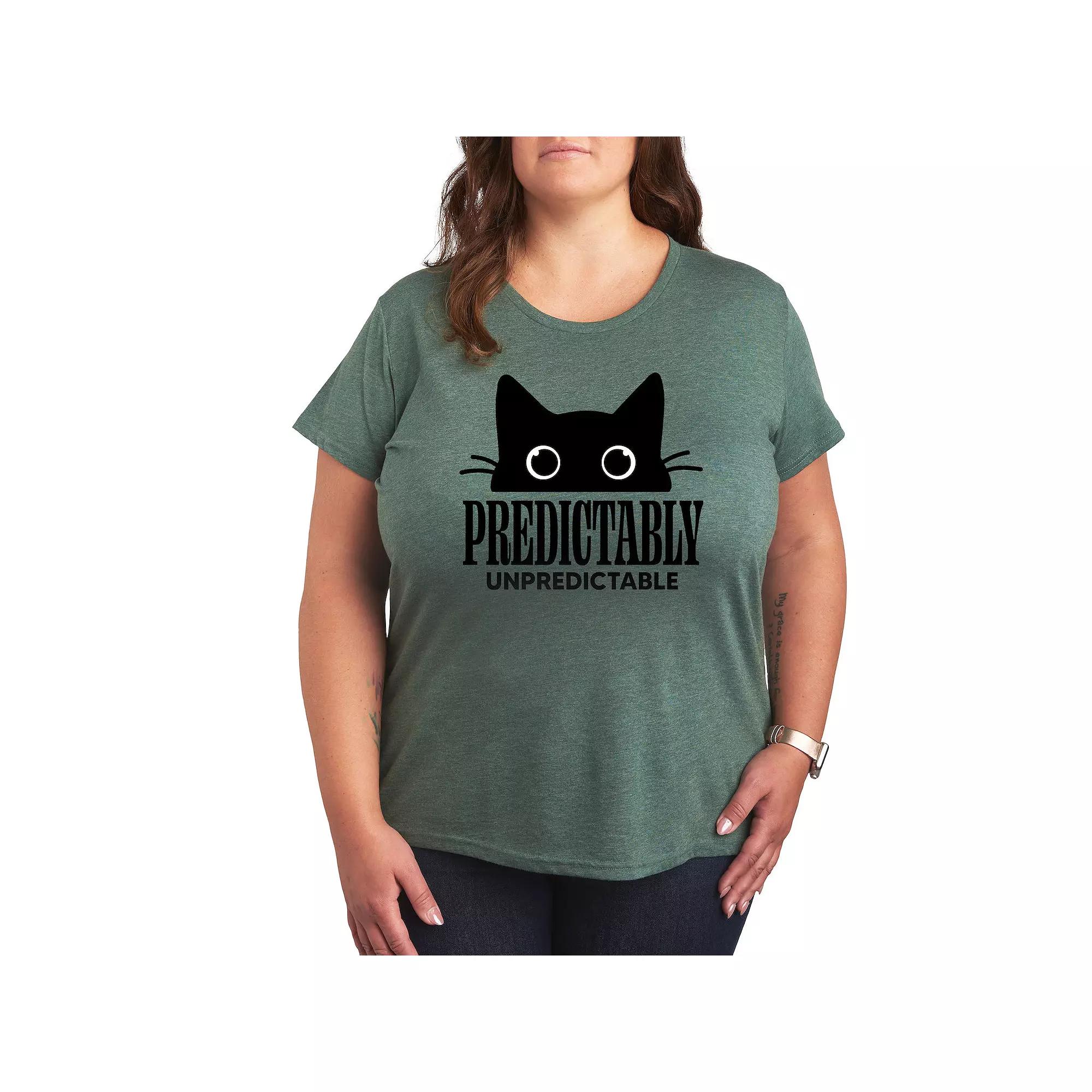 Plus Predictably Unpredictable Cat Graphic Tee, Women's,  Product Image